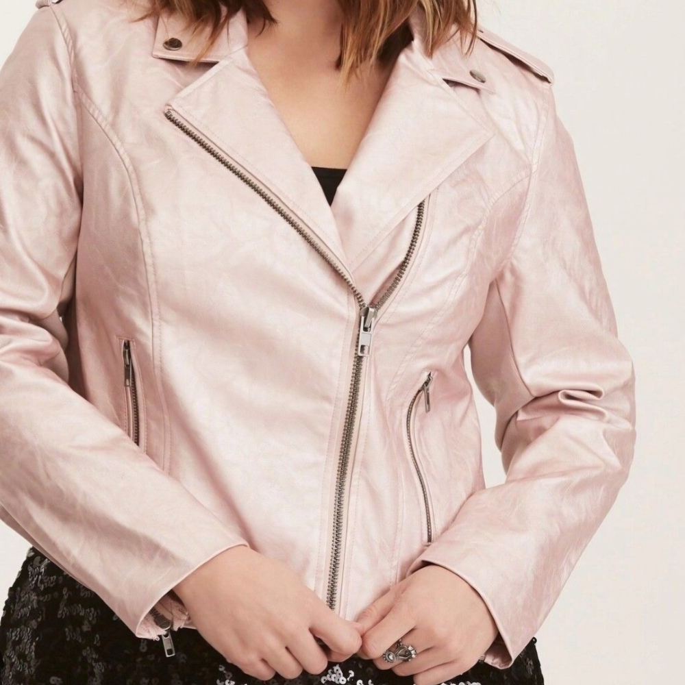 Torrid Blush Leather Moto Jacket